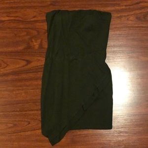 Green mini strapless dress